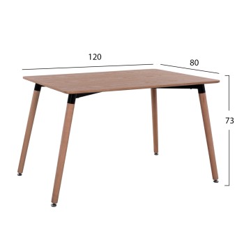 Dining Table Minimal FK008.04 natural, wooden legs BEECH, 120x80x73cm
