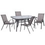 DINING SET 5PCS FK5201.01- METALLIC IN GREY WITH 4 CHAIRS & table 150x90cm