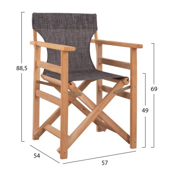 Director's chair Limnos Natural impregnation with grey textline FK10543.10 57x54x88.5 cm. Director's chair Limnos Natural impregnation with grey textline FK10543.10 57x54x88.5 cm.
