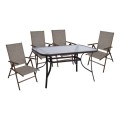 Set 5 pieces Metallic Table & Folding chairs Brown FK10558.02 Set 5 pieces Metallic Table & Folding chairs Brown FK10558.02