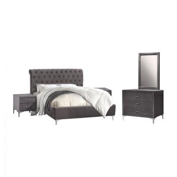 Set Bedroom 4 pieces Velvet Grey FK11269.20 Set Bedroom 4 pieces Velvet Grey FK11269.20