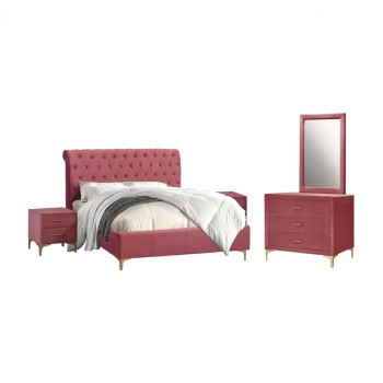 BEDROOM SET 4 PCS VELVET DUSTY PINK FK11269.05