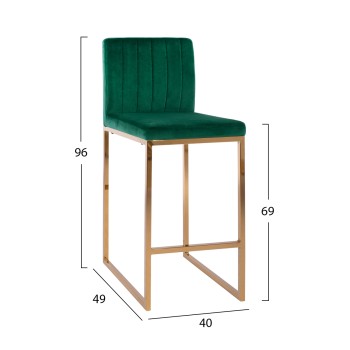 Bar Stool Piper Velvet Cypress & Gold Metallic Frame FK8525.03 40x49x96 cm Bar Stool Piper Velvet Cypress & Gold Metallic Frame FK8525.03 40x49x96 cm