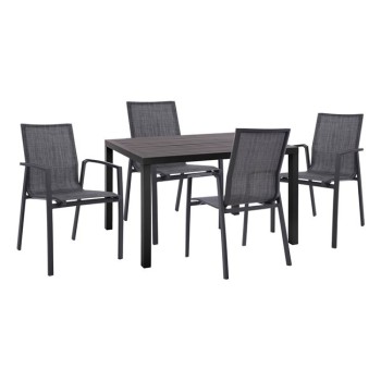 Set 5pieces aluminum Armchair & aluminum chairs grey FK10595.02