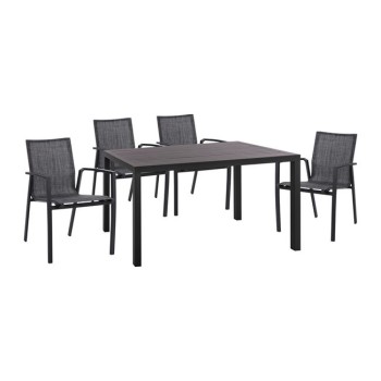 Set 5 pieces Aluminum Table & Aluminum Armchairs Grey FK10596.02