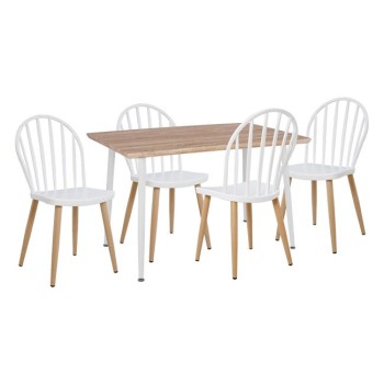 Set 5 pieces Table Sonama & Polypropylene Chairs White with metallic legs FK11025.01