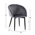 Armchair Bessie FK8699.01 Velvet Grey with metallic frame 60x62x80 cm. Armchair Bessie FK8699.01 Velvet Grey with metallic frame 60x62x80 cm.
