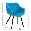 Armchair Benjamin from turquoise velvet with metallic legs FK8682.09 69x68x78 cm. Armchair Benjamin from turquoise velvet with metallic legs FK8682.09 69x68x78 cm.