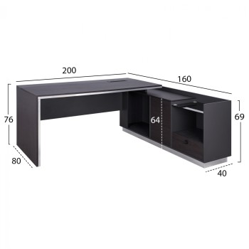 Professional Office Right Corner Rosewood FK2112R 200x160x76cm Professional Office Right Corner Rosewood FK2112R 200x160x76cm