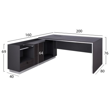 Professional Office Left Corner Rosewood FK2112L 200x160x76cm Professional Office Left Corner Rosewood FK2112L 200x160x76cm