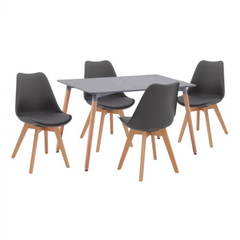Set Dining Tab;e 5 pieces Table Oak with Vegs Chairs Dark Grey FK11315 120x80x73 cm Set Dining Tab;e 5 pieces Table Oak with Vegs Chairs Dark Grey FK11315 120x80x73 cm