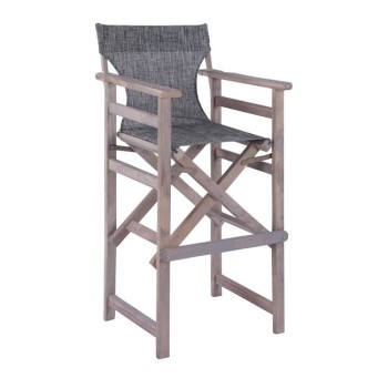 Director's Bar Stool Grey Impregnation Limnos with grey textline FK10560.10 58x55,5x117 cm.