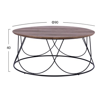 Coffee Table ZENA with MDF top and metallic black frame Φ90x40Ηcm.ΗΜ8690 Coffee Table ZENA with MDF top and metallic black frame Φ90x40Ηcm.ΗΜ8690