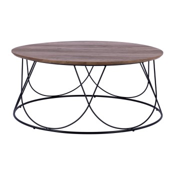 Coffee Table ZENA with MDF top and metallic black frame Φ90x40Ηcm.ΗΜ8690
