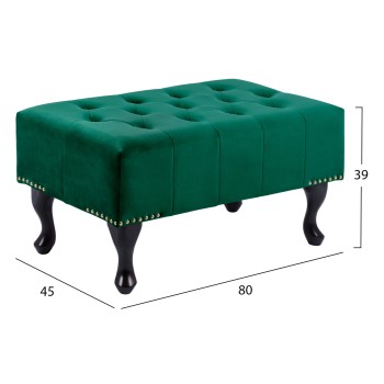 PIANO STOOL T.CHESTERFIELD EMMA FK226.03 CYPRESS GREEN VELVET-BLACK LEGS 80x45x40Hcm.