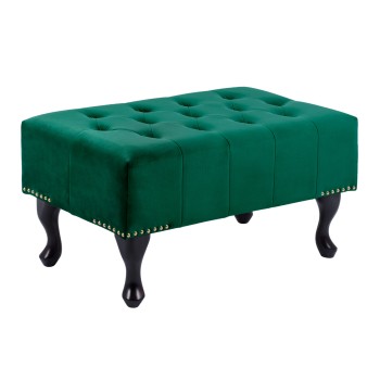 PIANO STOOL T.CHESTERFIELD EMMA FK226.03 CYPRESS GREEN VELVET-BLACK LEGS 80x45x40Hcm.