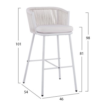 Stool with metallic frame and rope white FK5714.03 46x54x101 cm