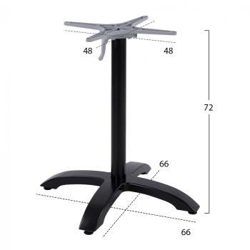 Foldable aluminum base FK469.01 Black matte 66x66x72 with cross 48x48cm Foldable aluminum base FK469.01 Black matte 66x66x72 with cross 48x48cm