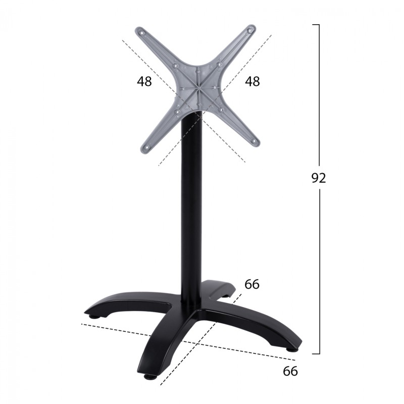 Foldable aluminum base FK469.01 Black matte 66x66x72 with cross 48x48cm