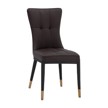 Dining chair Sammy with Brown PU & Black metallic Frame FK8722.12  46x54x95 cm.
