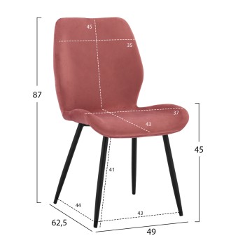 Dining Chair Klay in rotten apple velvet & black metallic frame FK8730.02 49X62,5X87 cm
