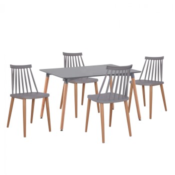 Set dining table 5 pieces Table Minimal with Vanessa grey chairs FK11327.10 120x80x73 cm