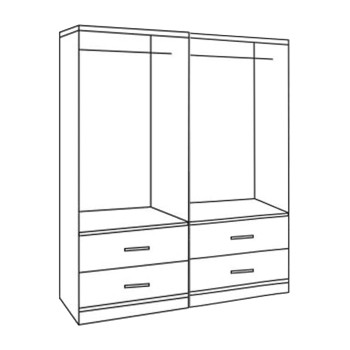 Set 2 pieces Wardorbe 4 leaf with 4 drawers Sonama 160x42x181 FK11349.02 Set 2 pieces Wardorbe 4 leaf with 4 drawers Sonama 160x42x181 FK11349.02
