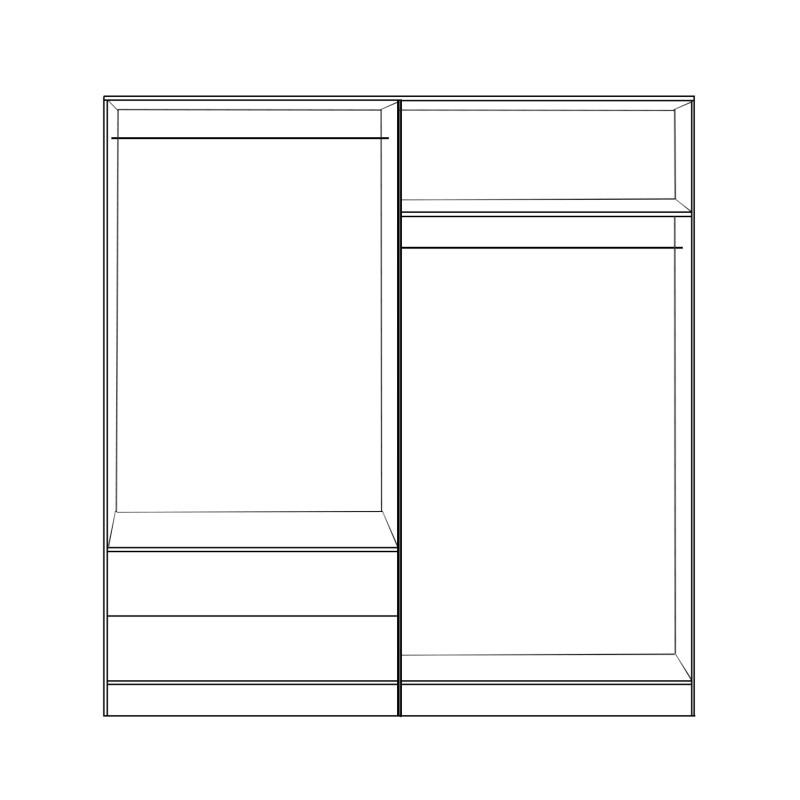 4-LEAF WARDROBE WITH 2 DRAWERS JENNA FK11351.01 MELAMINE IN ZEBRANO 160x42x181Hcm. 4-LEAF WARDROBE WITH 2 DRAWERS JENNA FK11351.01 MELAMINE IN ZEBRANO 160x42x181Hcm.