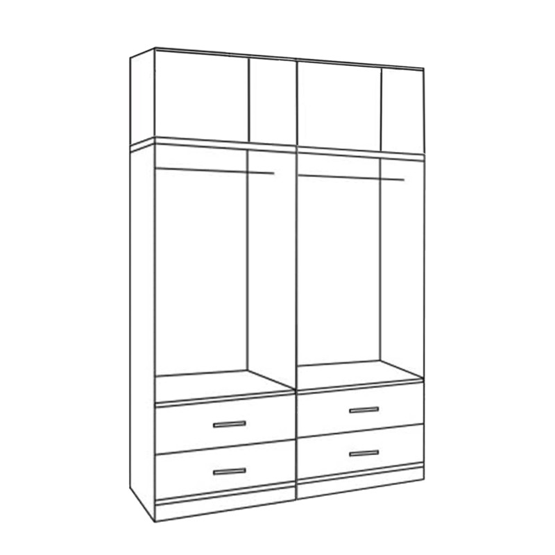 Set 2 pieces Wardrobe 4 leaf with loft Zebrano 160x42x241 FK11352.01 Set 2 pieces Wardrobe 4 leaf with loft Zebrano 160x42x241 FK11352.01