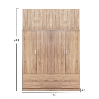 Set 4 pieces Wardrobe 4 pieces with loft and 4 drawers Sonama 160x42x241 FK11352.02 Set 4 pieces Wardrobe 4 pieces with loft and 4 drawers Sonama 160x42x241 FK11352.02