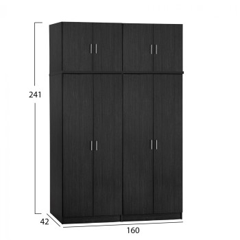 Set 4 pieces Wardrobe Four Leaf with loft Zebrano 160x42x241 FK11353.01 Set 4 pieces Wardrobe Four Leaf with loft Zebrano 160x42x241 FK11353.01