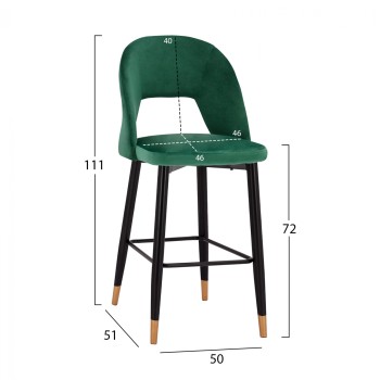 Bar Stool Harper FK8526.03 Velvet Cypress Green with metallic frame 50x51x111cm Bar Stool Harper FK8526.03 Velvet Cypress Green with metallic frame 50x51x111cm