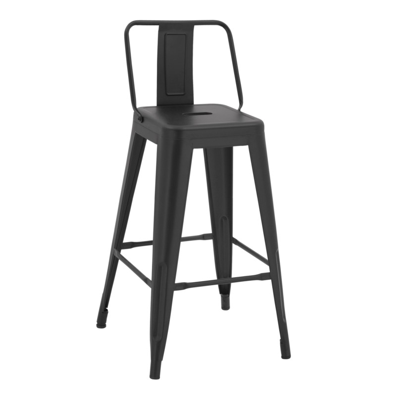 Bar Stool middle height Metalic with back in black matte FK8574.3242x42x89,5cm Bar Stool middle height Metalic with back in black matte FK8574.3242x42x89,5cm