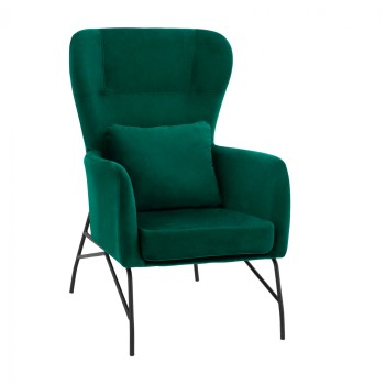 Armchair Velvet Cypress Green with metallic black leg FK8721.03 67x80x102 cm.