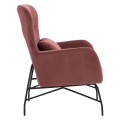 Armchair "ROYALTY", Velvet Dusty Pink, with metal black leg FK8721.02