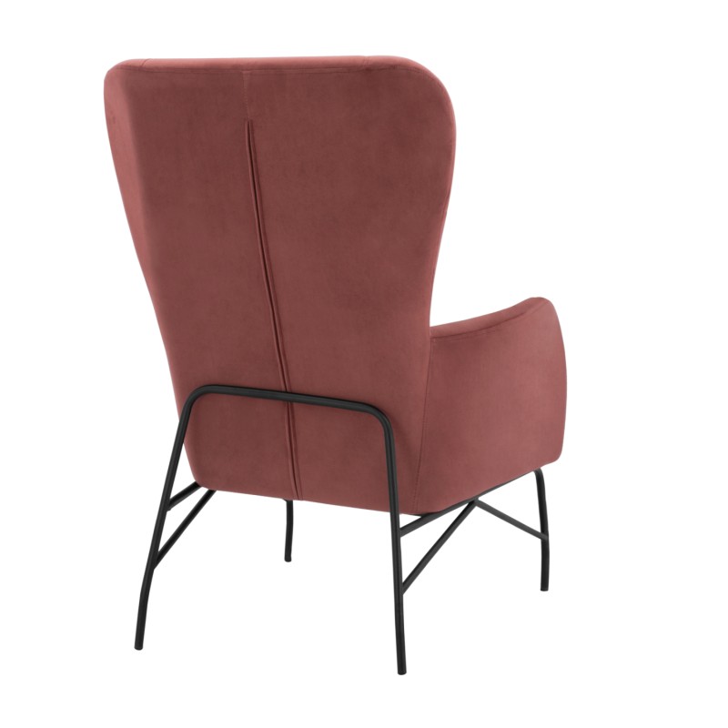 Armchair "ROYALTY", Velvet Dusty Pink, with metal black leg FK8721.02
