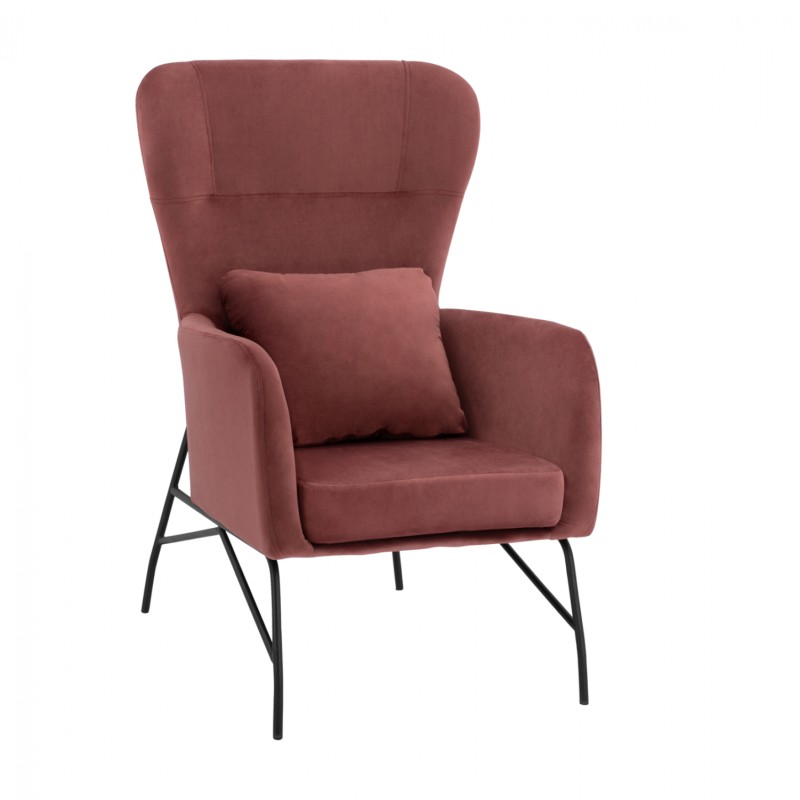 Armchair "ROYALTY", Velvet Dusty Pink, with metal black leg FK8721.02
