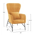 DANIA Armchair, Velvet Gold, metal black leg FK8721.09 67x80x102 cm. DANIA Armchair, Velvet Gold, metal black leg FK8721.09 67x80x102 cm.