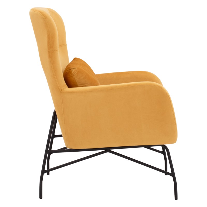 DANIA Armchair, Velvet Gold, metal black leg FK8721.09 67x80x102 cm. DANIA Armchair, Velvet Gold, metal black leg FK8721.09 67x80x102 cm.