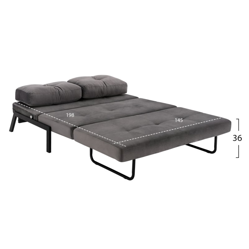 Sofa Bed Velvet Grey 2 1/2 Seater FK3079.11 151x92x66cm Sofa Bed Velvet Grey 2 1/2 Seater FK3079.11 151x92x66cm