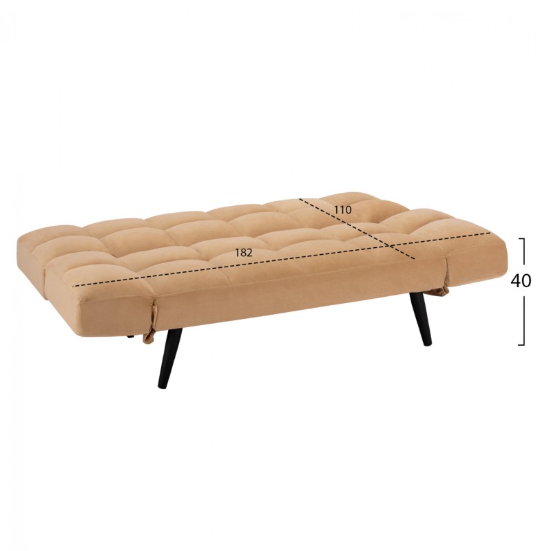 Sofa Bed 3 Seater Velvet Beige FK3167.07 182x80x88cm Sofa Bed 3 Seater Velvet Beige FK3167.07 182x80x88cm
