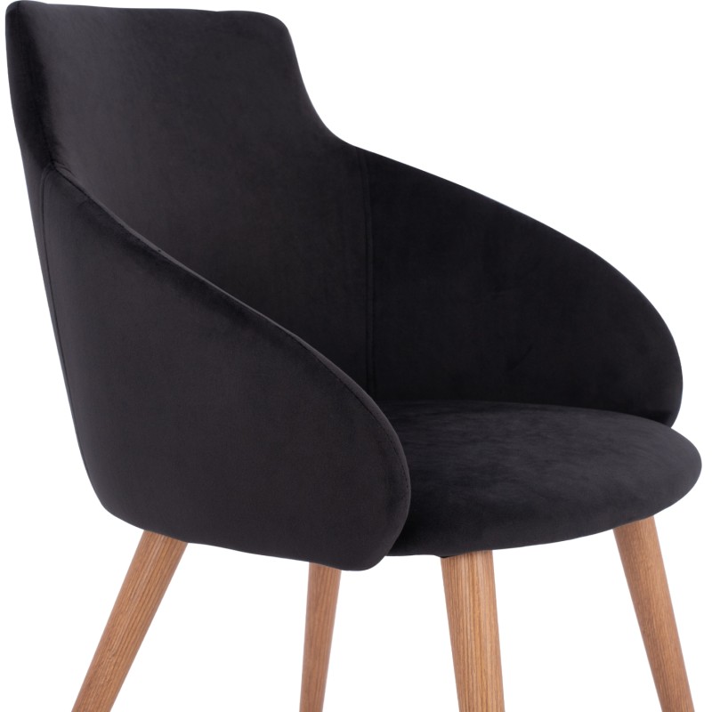 Armchair Ivy Velvet Black with metallic legs FK8546.04 53x55x79cm Armchair Ivy Velvet Black with metallic legs FK8546.04 53x55x79cm
