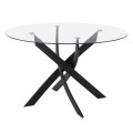 Dining Table Round metallic Black with glass Φ120x75Ηcm. FK8733.01 Dining Table Round metallic Black with glass Φ120x75Ηcm. FK8733.01