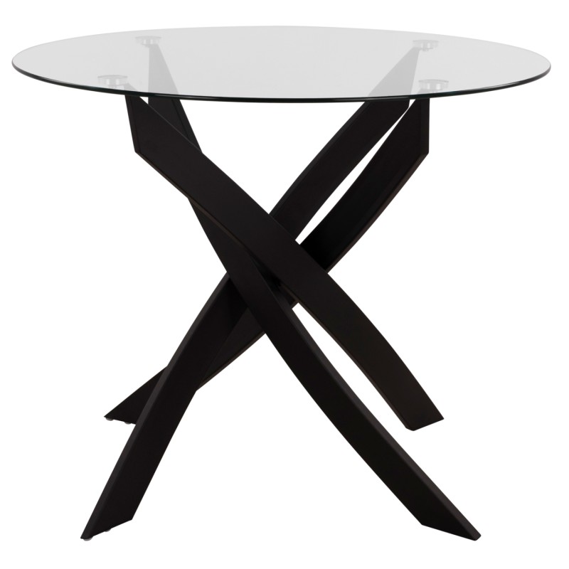 Dining Table Round metallic Black with glass Φ120x75Ηcm. FK8733.01 Dining Table Round metallic Black with glass Φ120x75Ηcm. FK8733.01