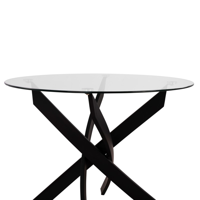 Dining Table Round metallic Black with glass Φ120x75Ηcm. FK8733.01 Dining Table Round metallic Black with glass Φ120x75Ηcm. FK8733.01