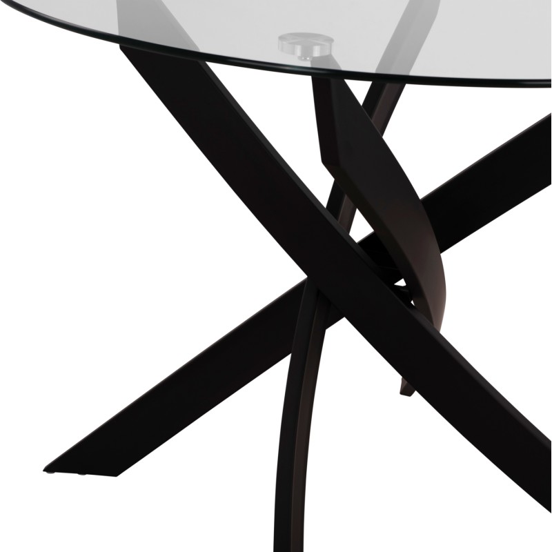 Dining Table Round metallic Black with glass Φ120x75Ηcm. FK8733.01 Dining Table Round metallic Black with glass Φ120x75Ηcm. FK8733.01