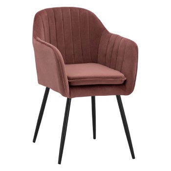 VELVET ARMCHAIR SAWYER IN DUSTY PINK WITH BLACK LEGS FK8523.12 53x60x76cm