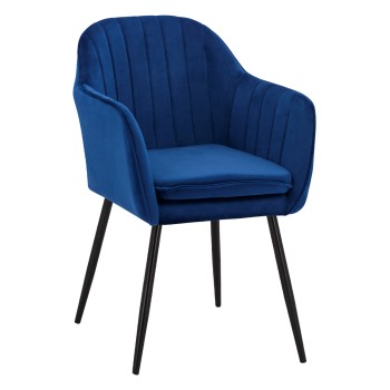 Armchair Sawyer Velvet Blue with black legs FK8523.18 53x60x76cm