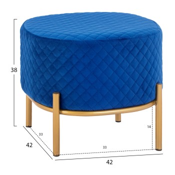Stool Sinta FK8638.08 blue Velvet with gold base 42x42x38cm Stool Sinta FK8638.08 blue Velvet with gold base 42x42x38cm