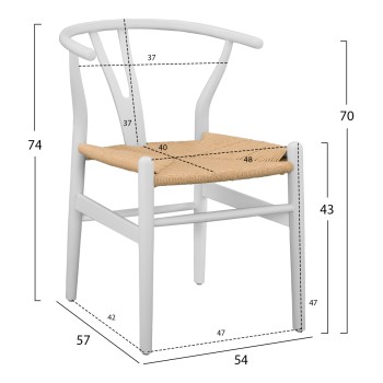 DINING CHAIR BRAVE FK8695.04 BEECH WOOD IN WHITE-ROPE BEIGE 54x57x74Hcm DINING CHAIR BRAVE FK8695.04 BEECH WOOD IN WHITE-ROPE BEIGE 54x57x74Hcm